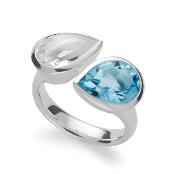 925ring, rh, blå topaz2,89ct,krystalkvarts2,39ct, från Bastian Inverun