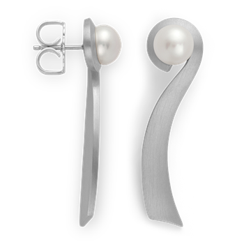 925/earstuds, rh, matte, kultur perler 5,62ct, från Bastian Inverun