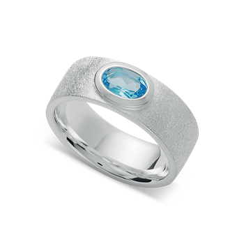 925/- Rh. Ring blå topas 0,54ct mat/pol, från Bastian Inverun