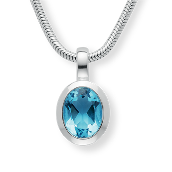 925/- Rh Vedhæng blå topas 1,48ct. Mat/pol, från Bastian Inverun