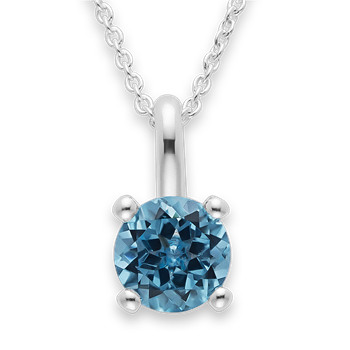 925/- Rh Vedhæng blå topas 1,47ct. Poleret, från Bastian Inverun
