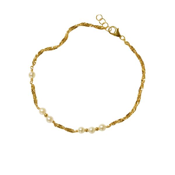 14kt armbånd og halskæde med Hvide Ferskvandsperler 38cm, från San - Links of Joy