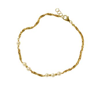 18kt armbånd og halskæde med Hvide Ferskvandsperler 16+1cm, från San - Links of Joy