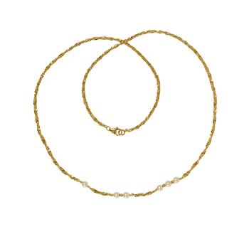 14kt halskæde med ferskvandsperler 45cm, från San - Links of Joy