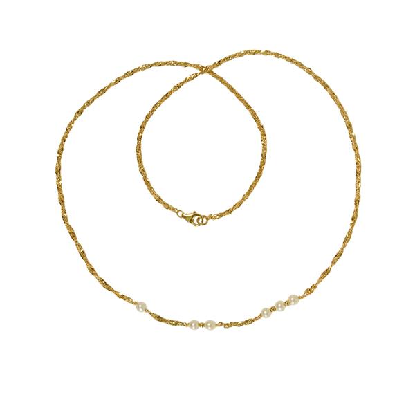 14kt halskæde med ferskvandsperler 45cm, från San - Links of Joy