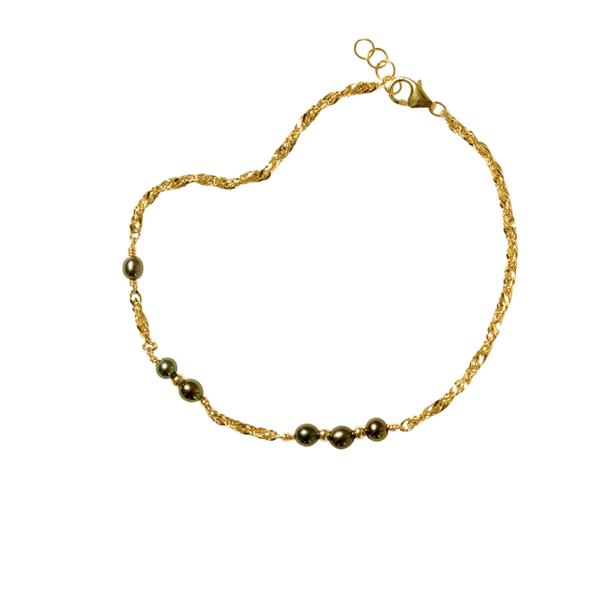 14kt armbånd og halskæde med Sorte Ferskvandsperler 42cm, från San - Links of Joy
