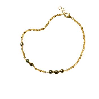 18kt armbånd og halskæde med Sorte Ferskvandsperler 16+1cm, från San - Links of Joy