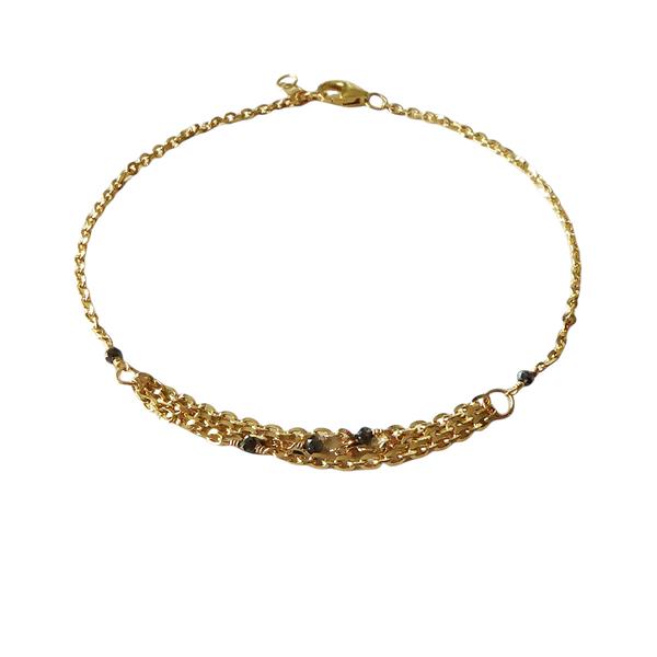 Armbånd & halskæde i 18kt guld med facetteret diamanter 17+1cm, från San - Links of Joy