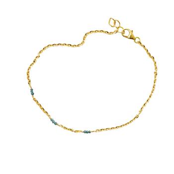 Armbånd eller halskæde i 14kt guld med Facetterede Grøn/Blålige Diamanter 38cm, från San - Links of Joy