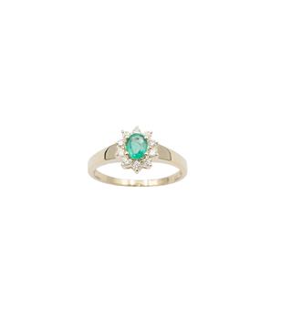 Ring 14 karat guld roset smaragd 0,27carat - brillanter 0,15 carat WSI, från L&G