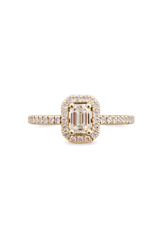 Ring SQUARE 14 karat med smaragd slib 0,25 carat og brillnater rundt og ned på ring skinne 0,15 carat WSI, från L&G