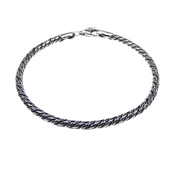 3mm Rævekæde/Twistet i Let Oxyderet Sterlingsølv Armbånd & Halskæde Letoxyderet 21cm, från San - Links of Joy