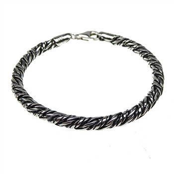 4,5mm Rævekæde/Twistet i Let Oxyderet Sterlingsølv Armbånd & Halskæde Letox. 19cm, från San - Links of Joy