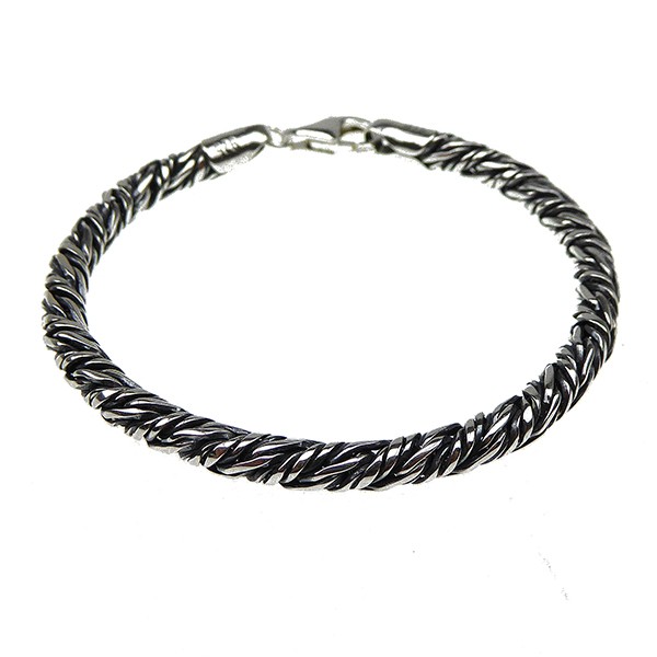 4,5mm Rævekæde/Twistet i Let Oxyderet Sterlingsølv Armbånd & Halskæde Letox. 23cm, från San - Links of Joy