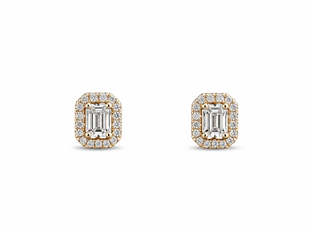 Ørestikker 14 karat SQUARE smaragd slib 0,48 carat med 0,15 brillanter rundt WSI, från L&G