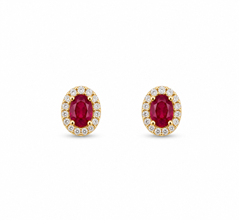 Ørestikker 14 karat PETIT rubin 0,07 carat brillanter WSI, från L&G