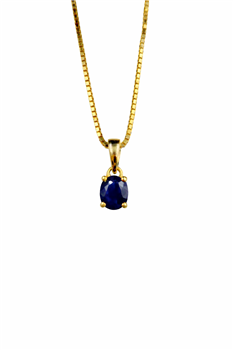 Vedh. 14 karat safir 3,5x4,5mm m/sølvforg. kæde, från L&G