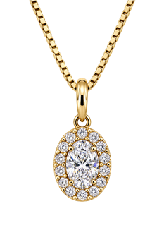 Vedhæng 14 karat ELEGANCE oval brillant 0,30 carat + 0,22 brillanter rundt WSI med sølv forgyldt kæde, från L&G