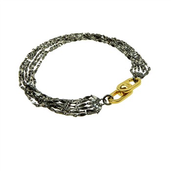 Armbånd & halskæde - Oxyderet m.Forgyldt Magnetlås 17cm, från San - Links of Joy