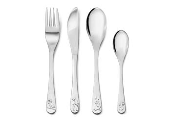 Børnebestik, 4 stk., skovdyr, rustfrit stål, från Noa Kids