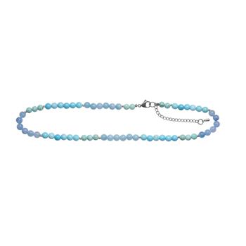 Blå spong quartz, Howlite, hematit  6mm - carabinlås 40+5cm, från Heinzendorff
