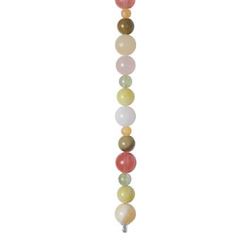 Rosaquartz, musdart, jade, prehnite, jasper, marmor 12mm system-kæde, från Heinzendorff