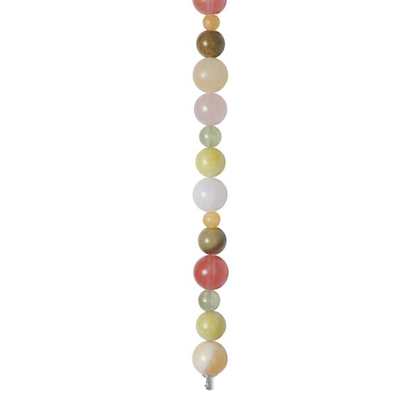 Rosaquartz, musdart, jade, prehnite, jasper, marmor 12mm system-kæde, från Heinzendorff