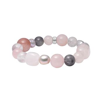 Rosaquartz, grå cloudy quartz, sol sten, fvkp. armbånd, från Heinzendorff