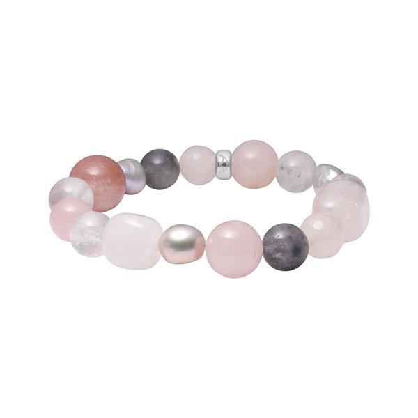 Rosaquartz, grå cloudy quartz, sol sten, fvkp. armbånd, från Heinzendorff