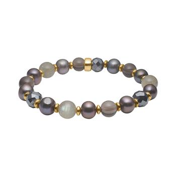 Fvp., forg. hematit, røgquartz, hematit, labradorit armbånd, från Heinzendorff