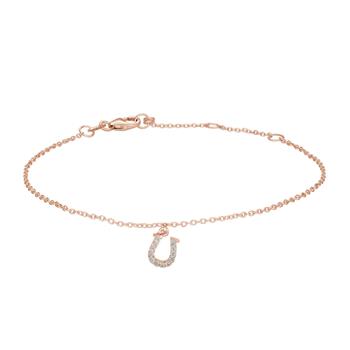 Rosaforgyldt sølv armbånd m/hestesko cz 7mm 17+3, från Siersbøl