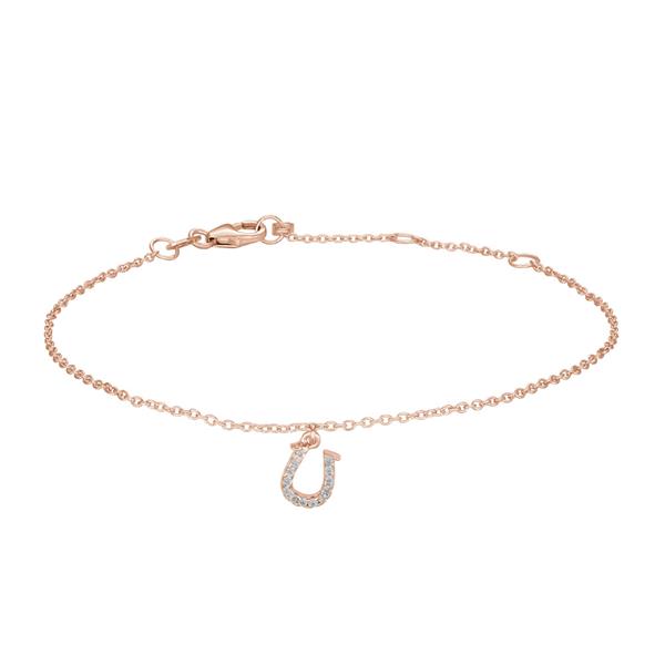 Rosaforgyldt sølv armbånd m/hestesko cz 7mm 17+3, från Siersbøl