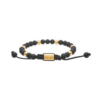 SON armbånd mat sort agate og stål IP gold, från Son of Noa