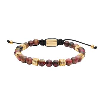 SON armbånd mix farve tigerøje og stål IP gold, från Son of Noa