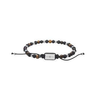 SON armbånd sort agate/lava/tigerøje og stål 4mm, 19-25cm, från Son of Noa
