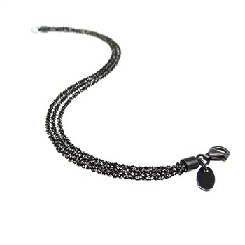 Armbånd & Halskæde - 3 rækket DiamondCut & Oxyderet 17cm, från San - Links of Joy