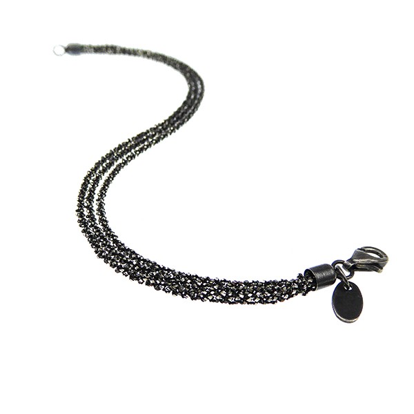 Armbånd & Halskæde - 3 rækket DiamondCut & Oxyderet 17cm, från San - Links of Joy