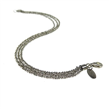 Armbånd & Halskæde - 3 rækket DiamondCut & Rhodineret 17cm, från San - Links of Joy