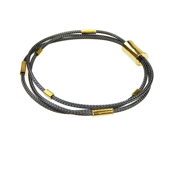 Armbånd & halskæde - 3 rk.rævekæde med Magnetlås & Sort oxyderet/Forgyldt 19cm, från San - Links of Joy