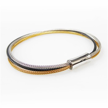 Armbånd & halskæde - 3 rk. sort/rhodium/forgyldt Sterlingsølv 17cm, från San - Links of Joy