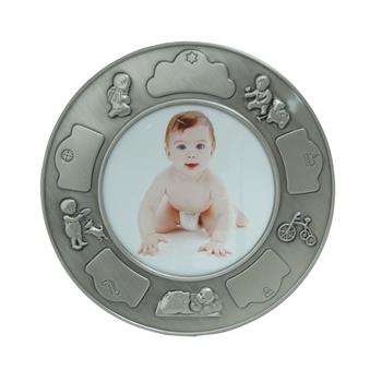 Fortinnet fotoramme (rund) m. drenge, från Noa Kids