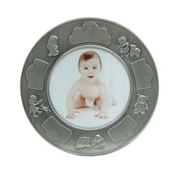 Fortinnet fotoramme (rund) m. piger, från Noa Kids