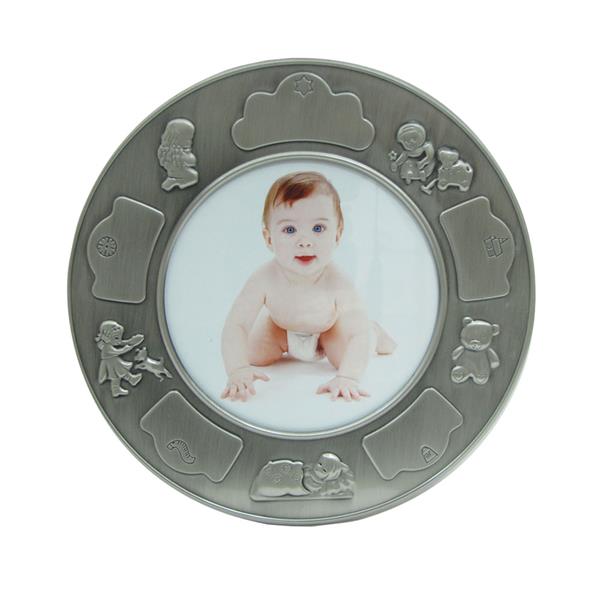 Fortinnet fotoramme (rund) m. piger, från Noa Kids