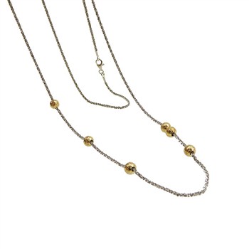Halskæde - Lang kæde 70-90cm Rhodineret/forgyldt m. 6 stk Magic Beads Ø6mm 70cm, från San - Links of Joy