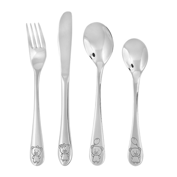 Rustfrit stål bestik m. bamser, från Noa Kids