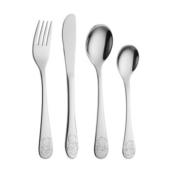 Rustfrit stål bestik m. drage inkl. bamse, från Noa Kids