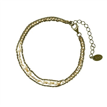Armbånd  Sterlingsølv med 9kt guld og ferskvandsperle 16+4cm, från San - Links of Joy