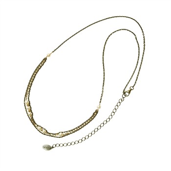 Halskæde i sterlingsølv m.14kt guld & ferskvandsperler 42+8cm, från San - Links of Joy