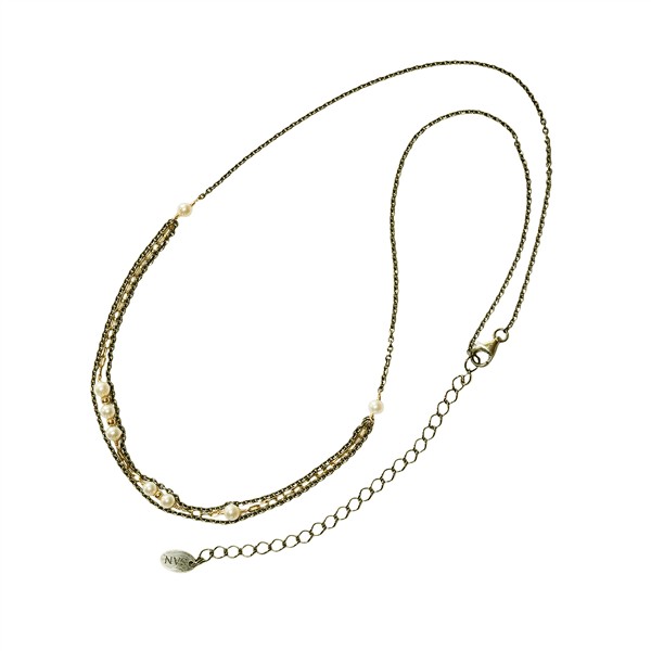 Halskæde i sterlingsølv m.14kt guld & ferskvandsperler 42+8cm, från San - Links of Joy