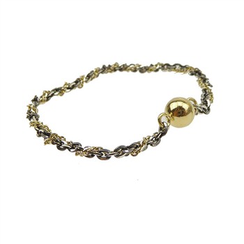 Armbånd & halskæde 2 rk.Sort Rhd./Forgyldt m.Magnetlås 16cm, från San - Links of Joy